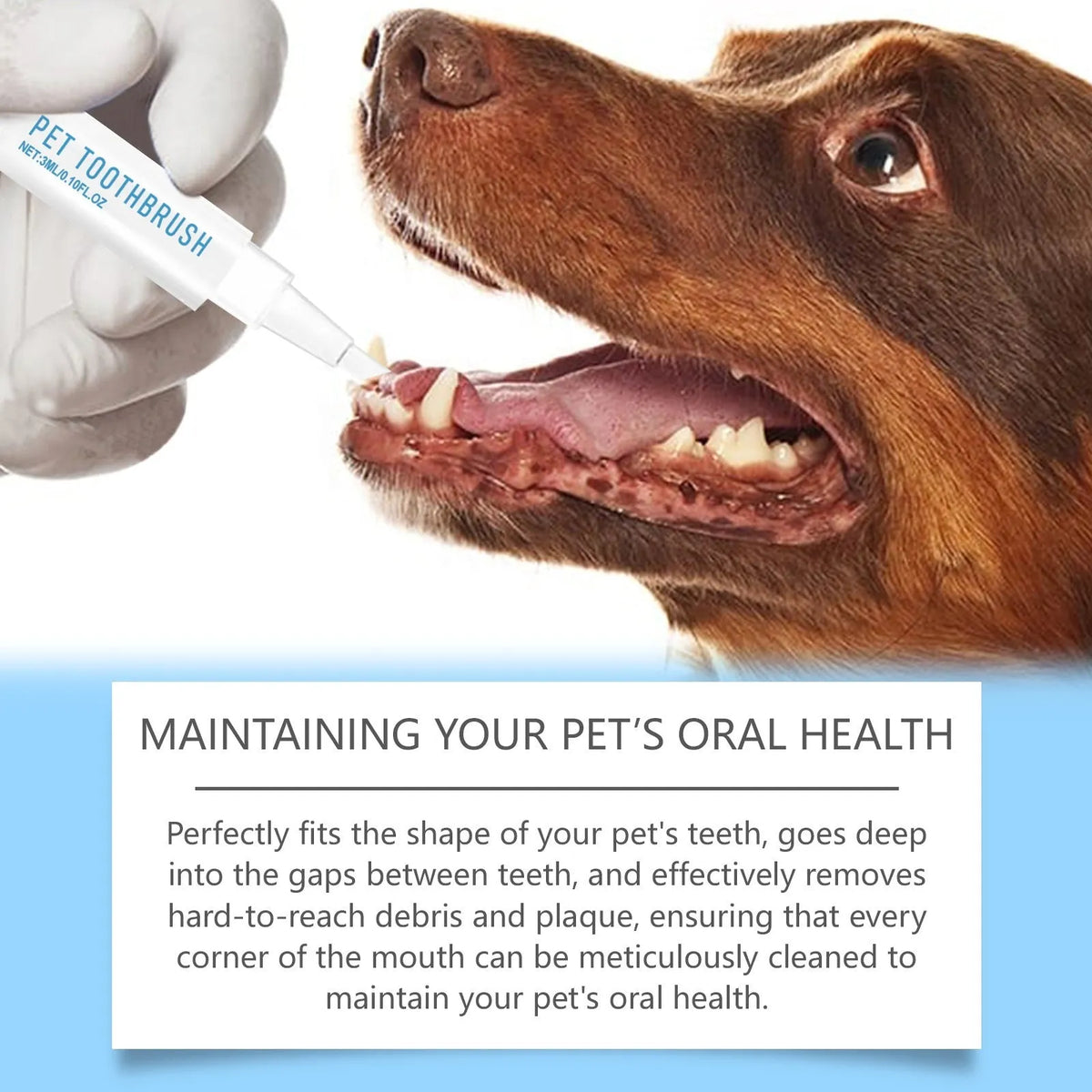 Soft Breath Care Pet Toothbrush Pen with soft brush head and 3ml dental gel for cats and dogs
