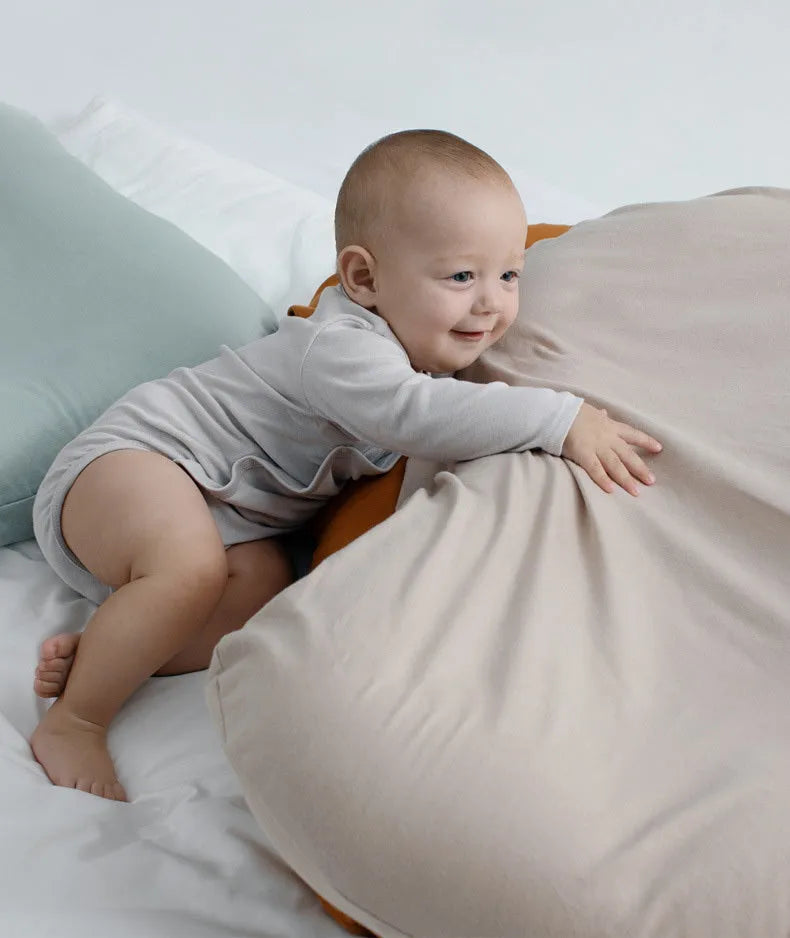 Cotton baby nest crib 75x45cm with PP filler in beige colour