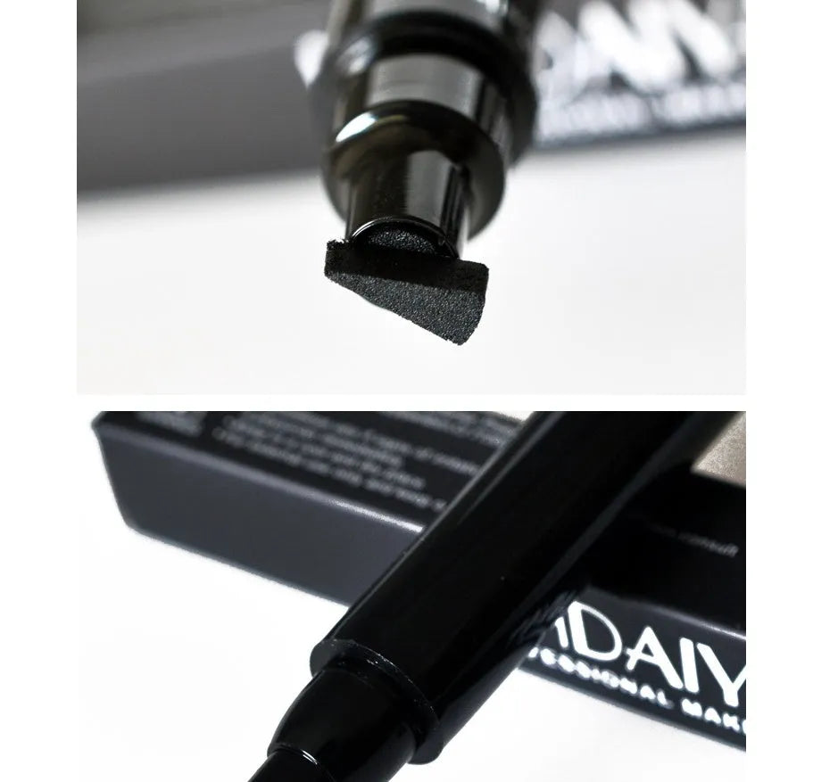 Black double-headed seal eyeliner with 2-in-1 waterproof formula and triangle seal tip