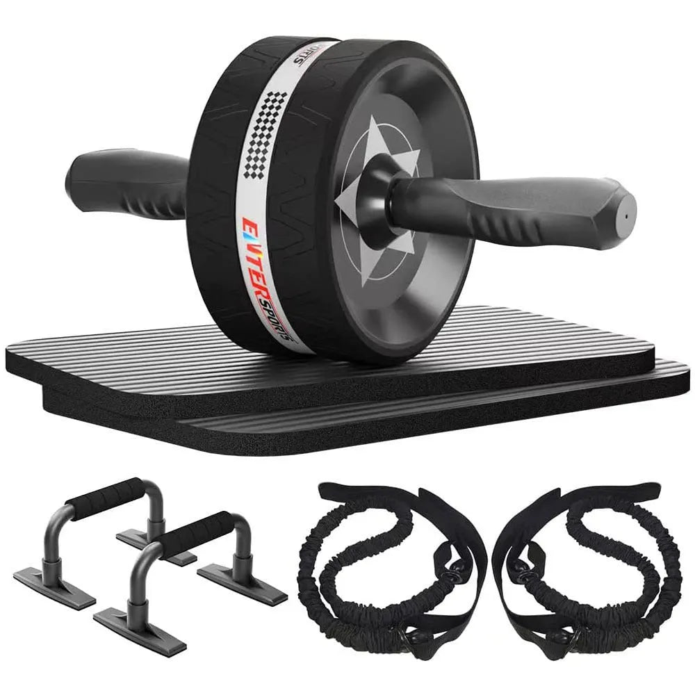 Indoor push-up bracket fitness set with abdominal wheels in multiple colour options