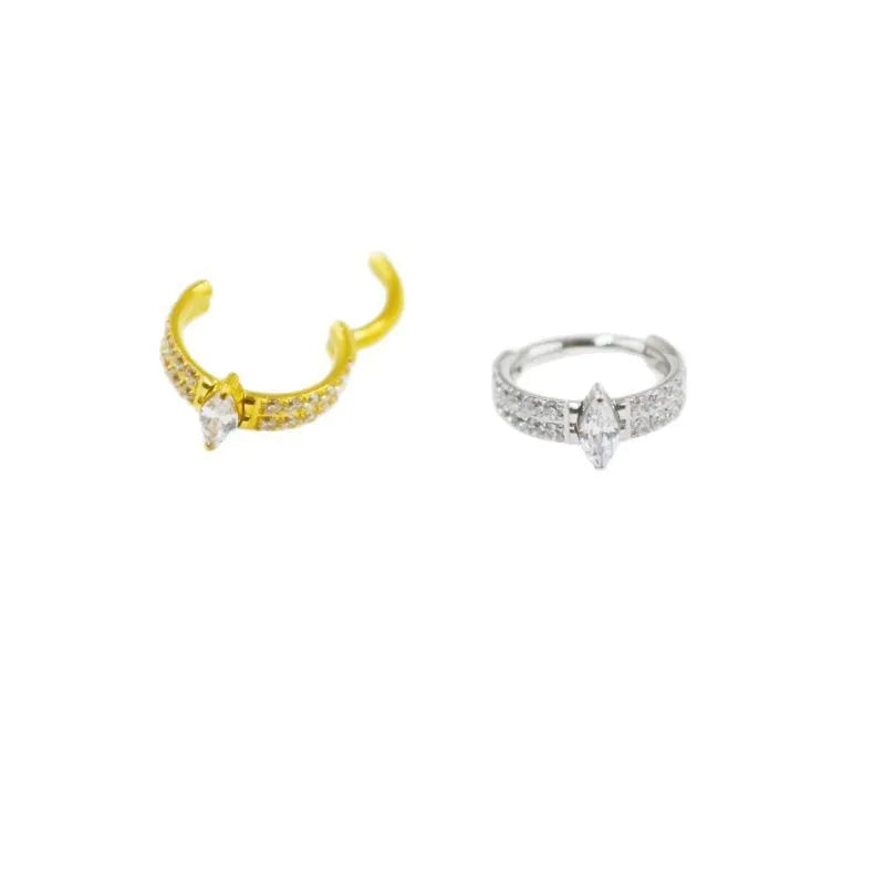 Heart-shaped diamond earrings with zircon stones in gold or silver finish, 1.2x8mm.