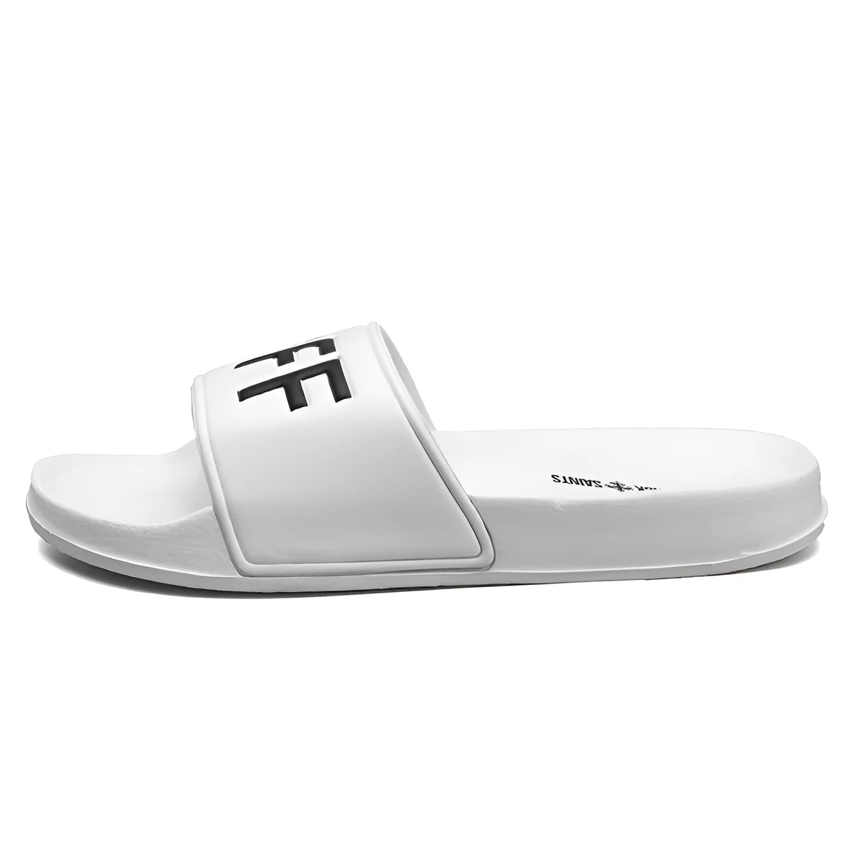 Men's black open toe slippers with rubber soles showing size range 36-46
