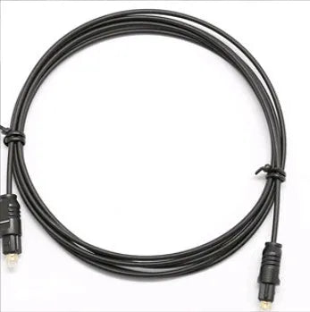OD2.2 digital audio optical fibre cable with slim 2.2mm profile and Toslink connectors.
