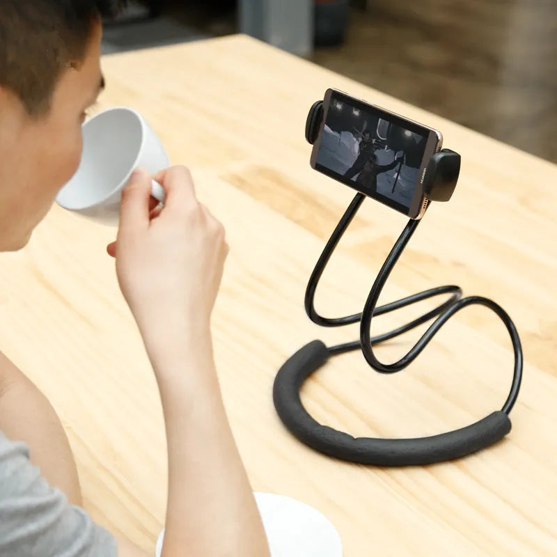 Mobile phone holder with flexible 360-degree stand and shockproof bubble support mounted with smartphone