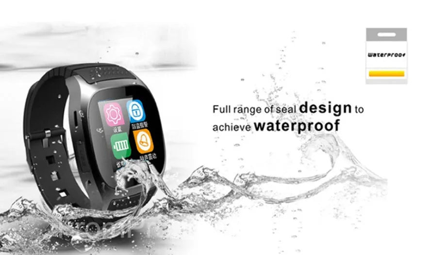 Smart Bluetooth sports watch compatible with iOS and Android smartphones in black colour