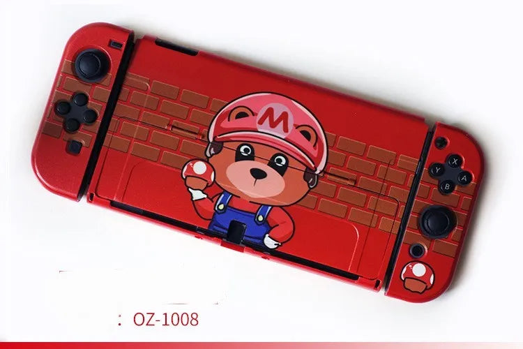 Nintendo Switch OLED hard PC protection shell case in a colour pattern with analogue caps