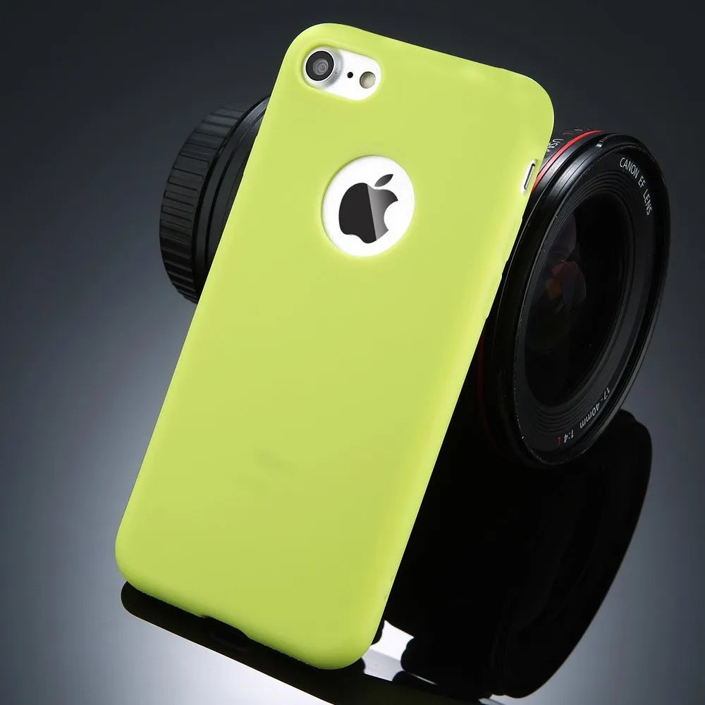Soft silicone TPU iPhone case in candy colours showing plain back design