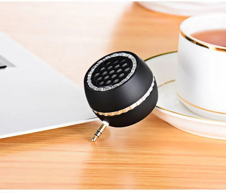 Universal external amplifier speaker in engineering plastic housing, shown in black, rose gold, and local gold colour options.