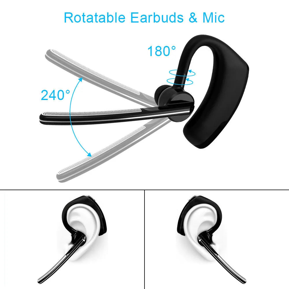 V9 Bluetooth wireless headset with ergonomic ear design and microphone for business use