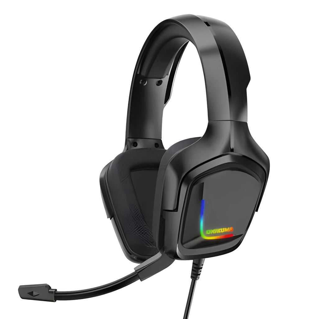 K20 RGB luminous wired over-ear gaming headset with microphone and braided cable in camouflage colour
