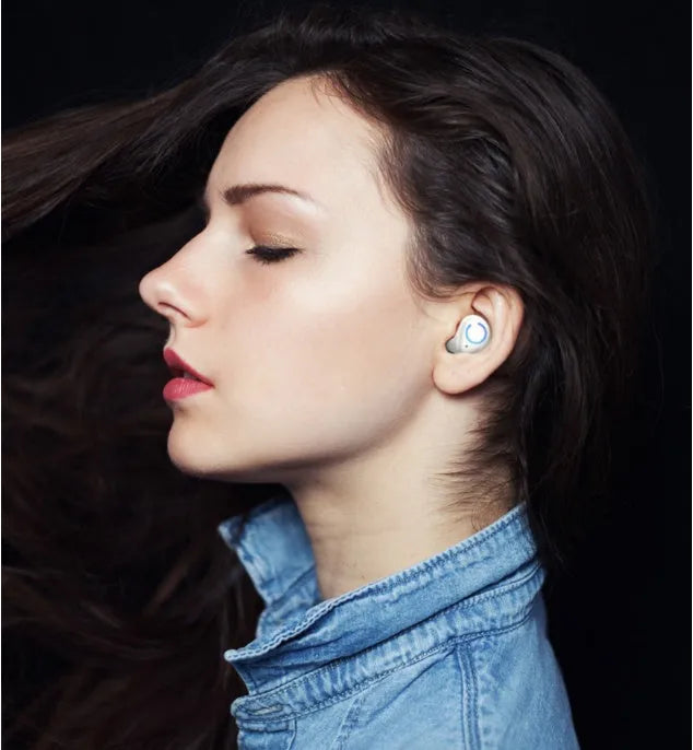 M18 true wireless in-ear Bluetooth headset in black and white colour options.