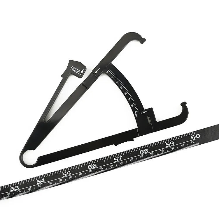 Black ABS plastic body fat caliper instrument for measuring skinfold thickness