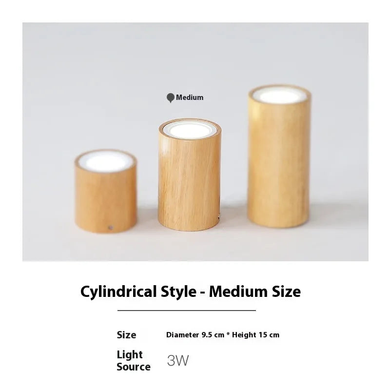 Solid wood surface mounted downlight in wood colour with round and square shape options