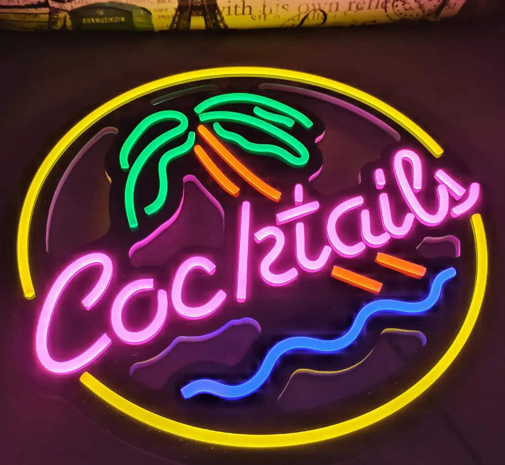 LED coffee neon billboard light for business interior decoration with mixed colours
