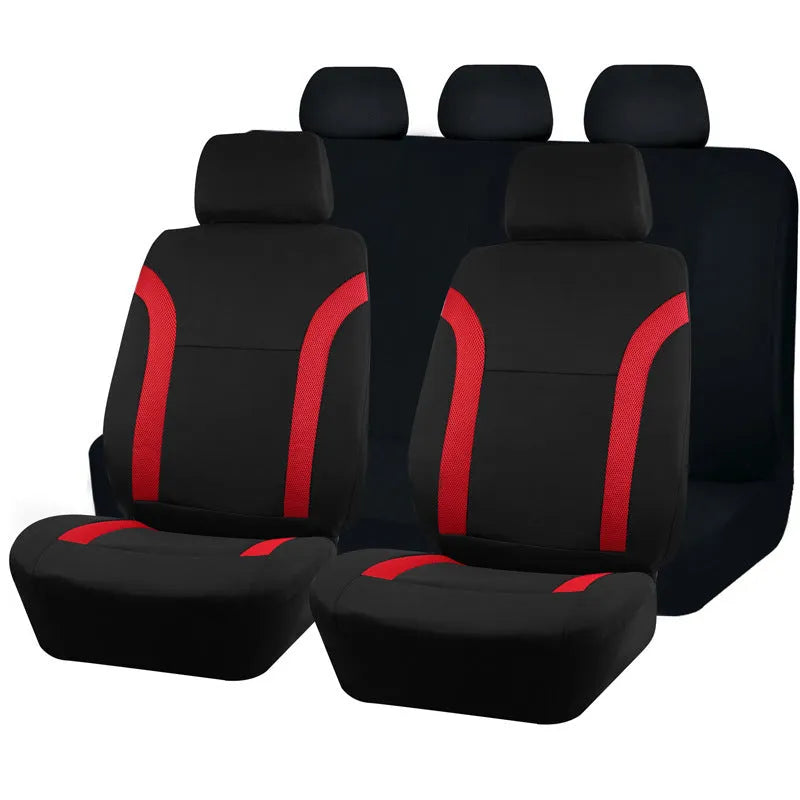 Polyester eyelet fabric car seat cover set with sponge padding in blue colour option