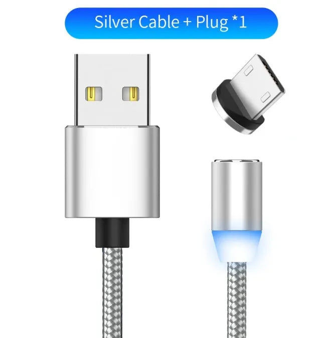 1 metre magnetic LED charging cable with cotton yarn weaving and aluminium shell for Apple iPhone compatibility