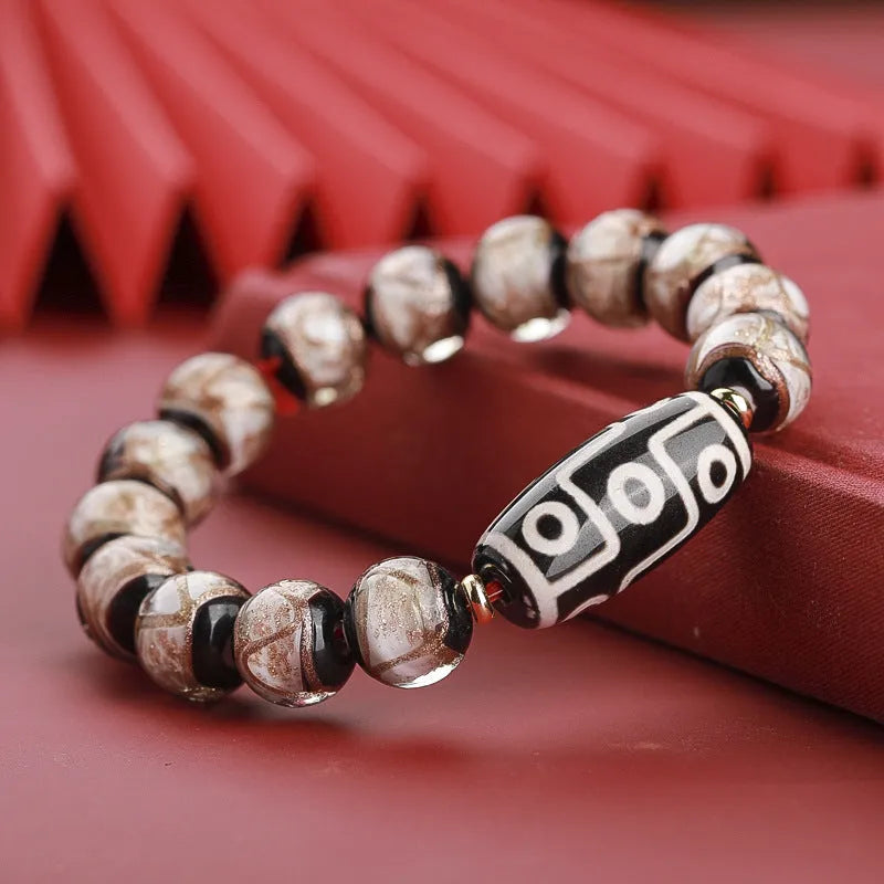 Chinese coloured glaze bracelet with five-colour snake motif lucky beads