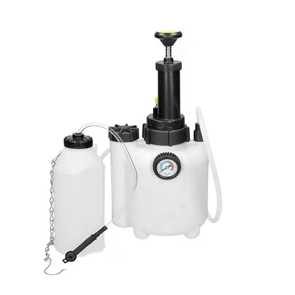 White plastic 3 litre brake oil tank replacement tool with copper piping