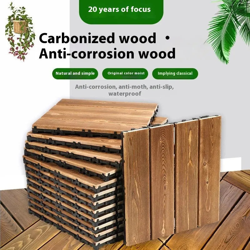 30x30cm camphor pine wood flooring tiles for indoor and outdoor balcony use