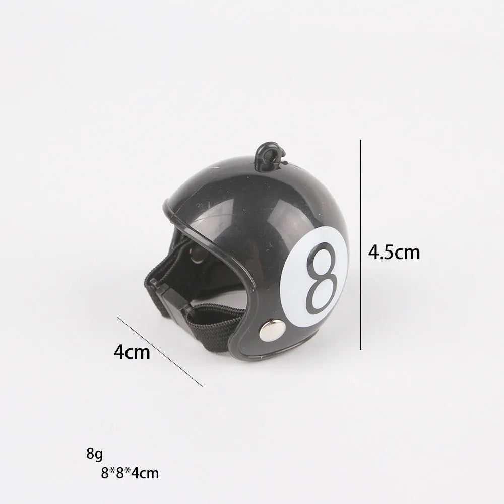 Adjustable hard plastic chicken helmet for small birds with elastic bands and sponge lining