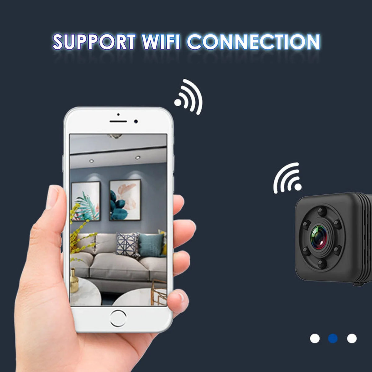 SQ29 black waterproof sports camera shown with MicroUSB port and support for 32GB memory cards.