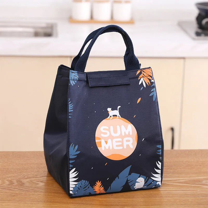 Thickened thermal insulation portable lunch box bag in oxford cloth with multiple design options