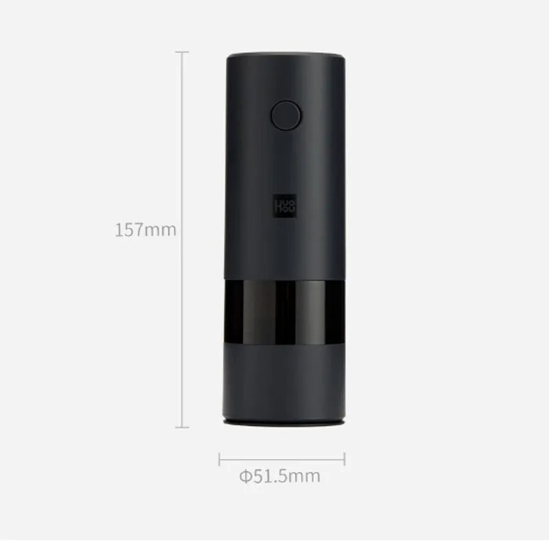 Electric salt and pepper grinder with ceramic mechanism, 51.5×157mm, in white or black for household solid seasonings