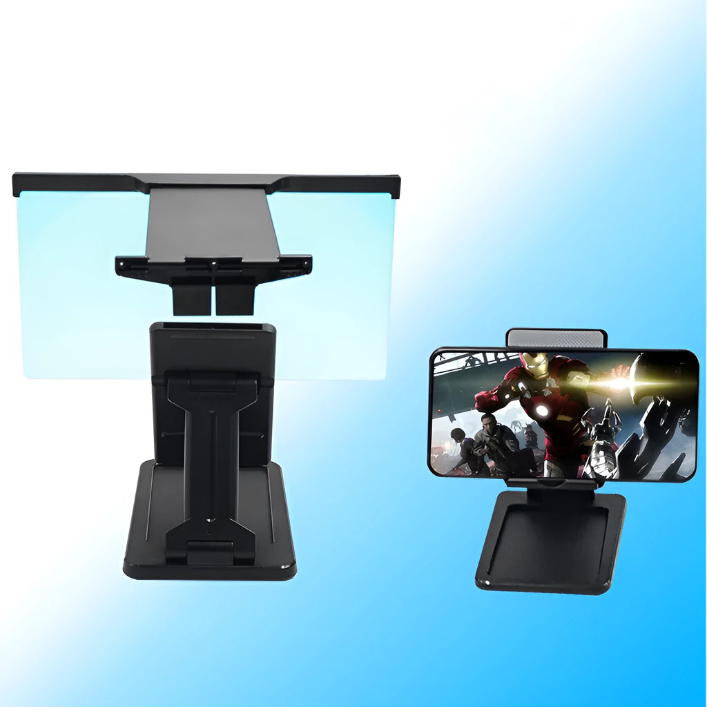 Black L20 split mobile phone screen magnifier with 12-inch viewing area and separate stand.