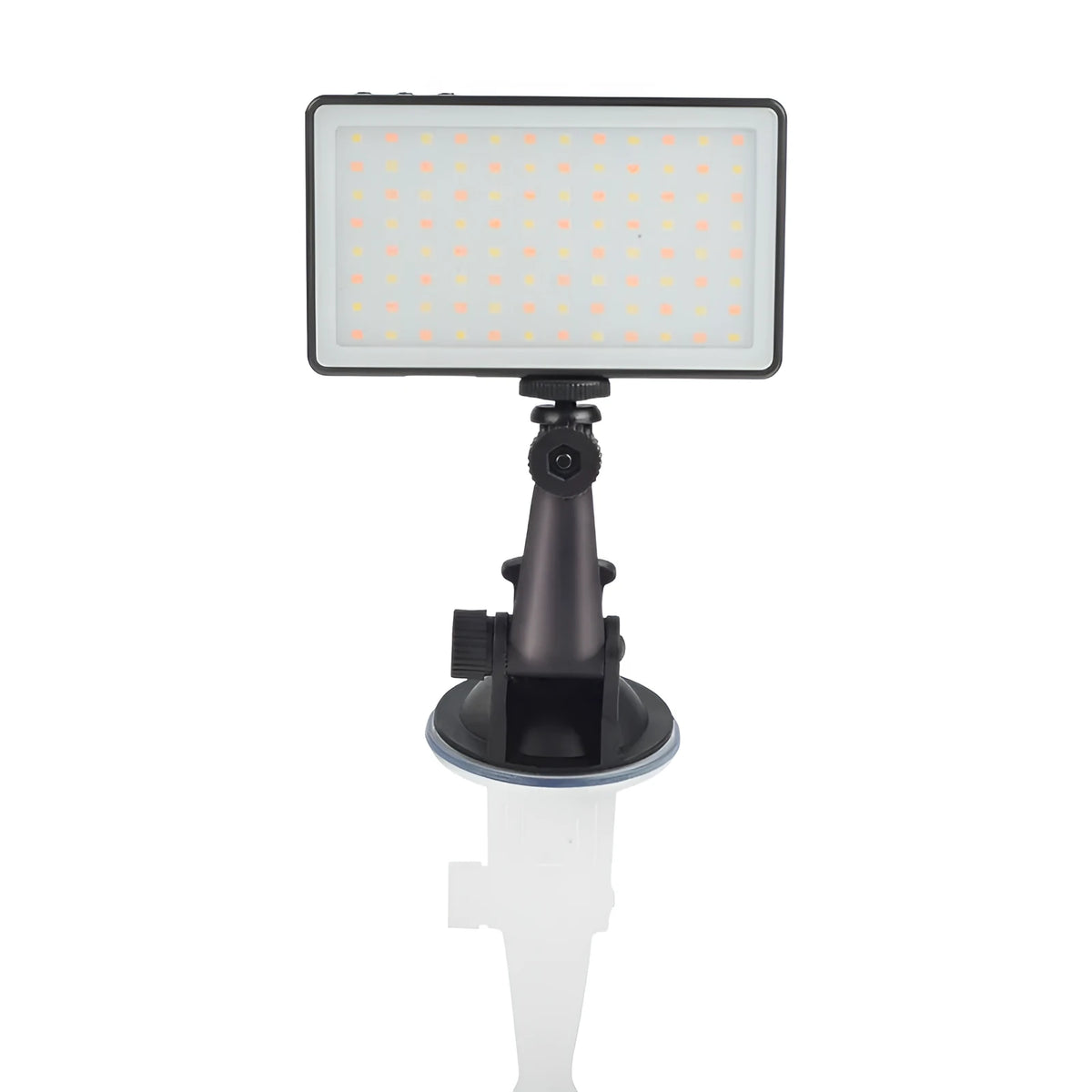 Black rectangular LED video conference light panel with 96 LEDs, LCD screen, and USB Type-C port.