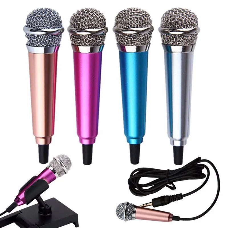 T3 Mini wired condenser microphone in silver with 3.5mm jack for Android phones.