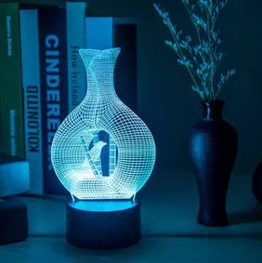 Creative 3D LED night light with acrylic plate decoration and colour changing functionality