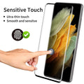 Tempered glass screen protector for Samsung Galaxy S21 Ultra curved display.