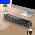 G18 black and white computer desktop speakers with ABS PC housing on office desk