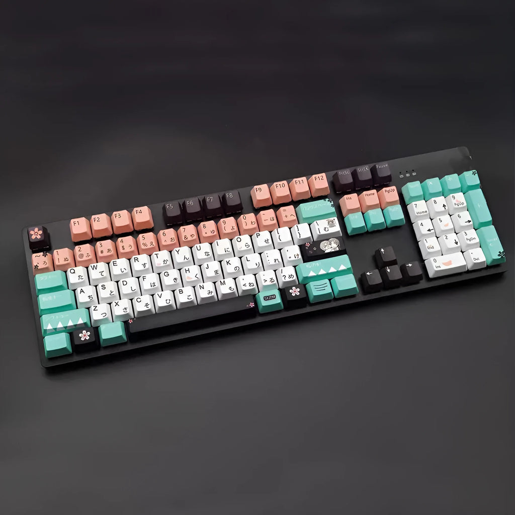 Green Cherry profile mechanical keyboard wireless replacement keycap set with USB connectivity