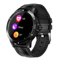 Waterproof smart sports wristband with circular screen showing weather and call notifications