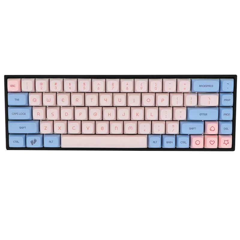 68-key PBT mechanical keyboard keycap set with 125 pieces and keypuller tool in blue colour option