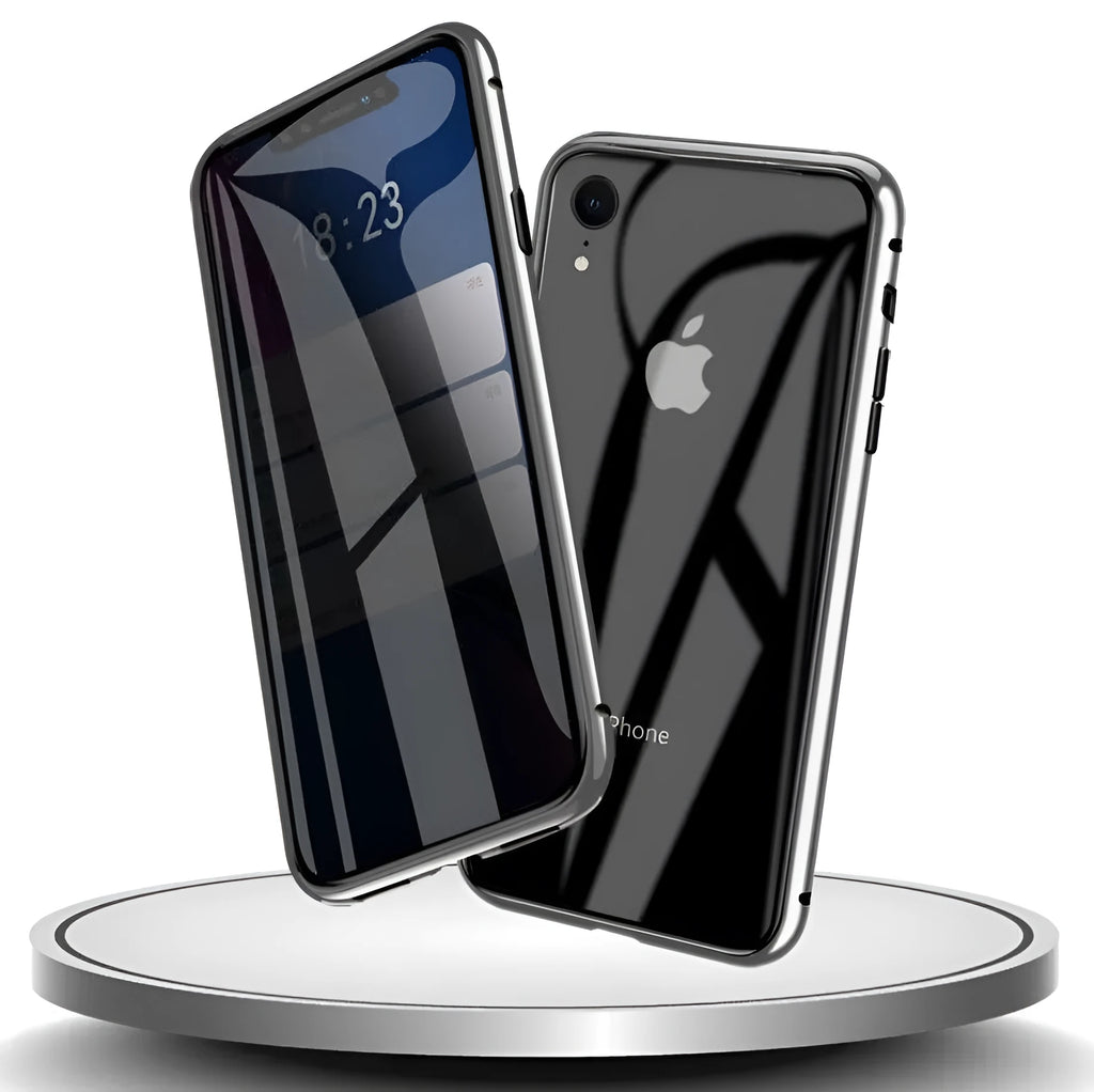 Glass anti-spy privacy phone case with clamshell design for iPhone models