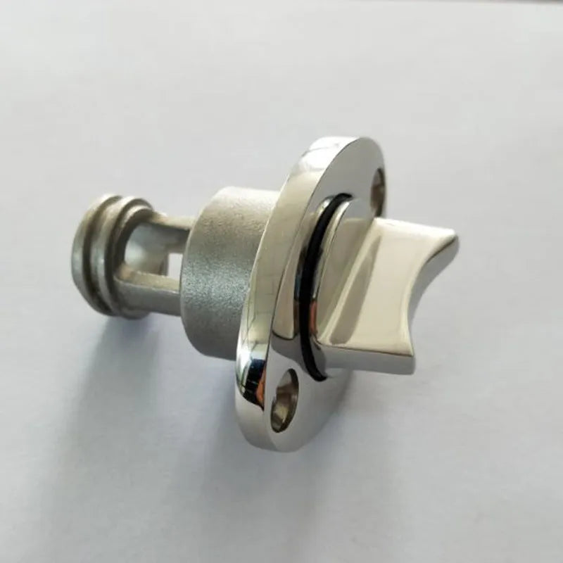 Stainless steel marine water plug for ship and yacht drainage systems showing corrosion resistant construction