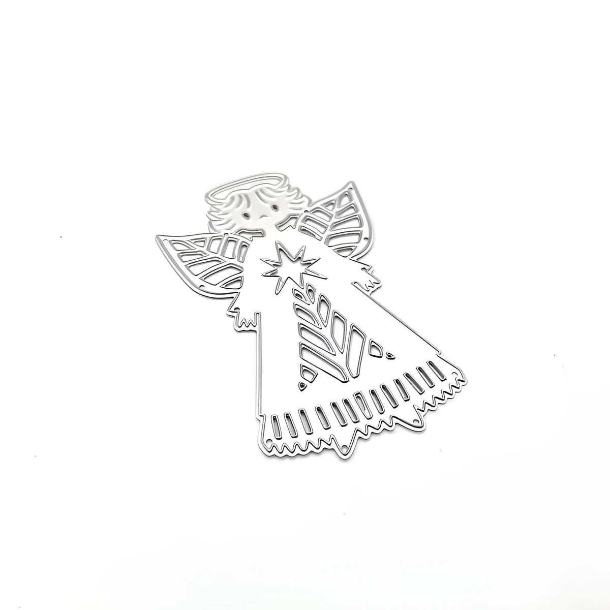 White carbon steel angel knife mould for embossing with 8x6cm dimensions and hanging ornament design