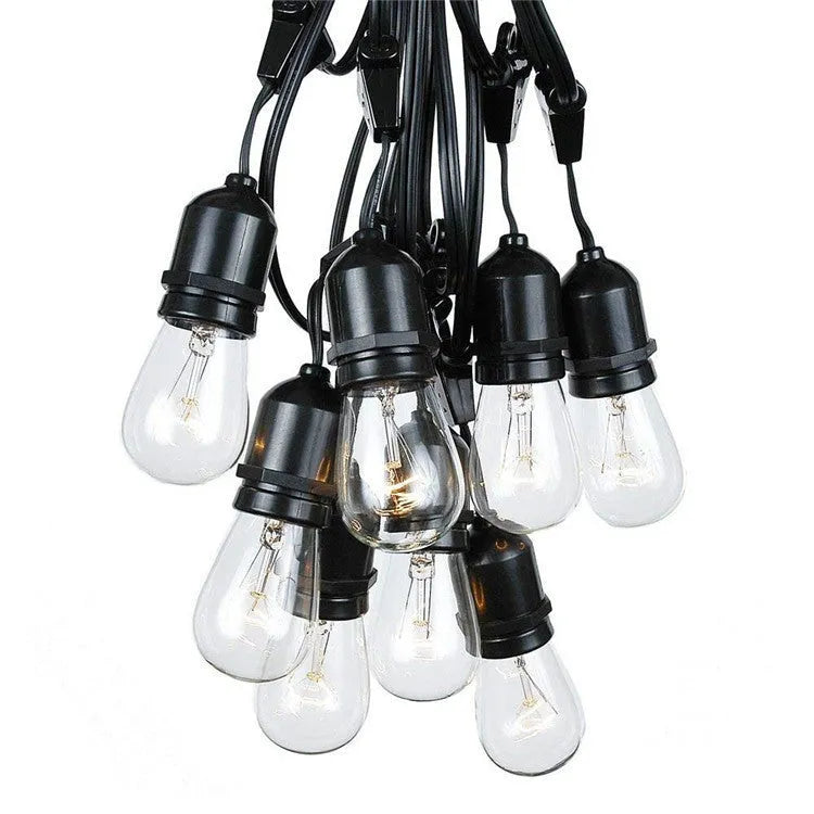 15 metre black LED light string with 15 bulbs and EU plug for indoor and outdoor decoration