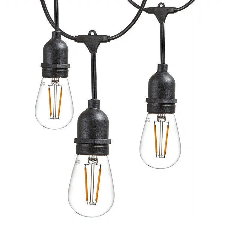 15 metre black LED light string with 15 bulbs and EU plug for indoor and outdoor decoration