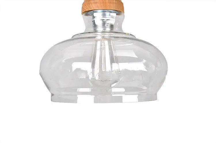 Glass wood grain single head pendant light with adjustable cord in a Nordic style setting