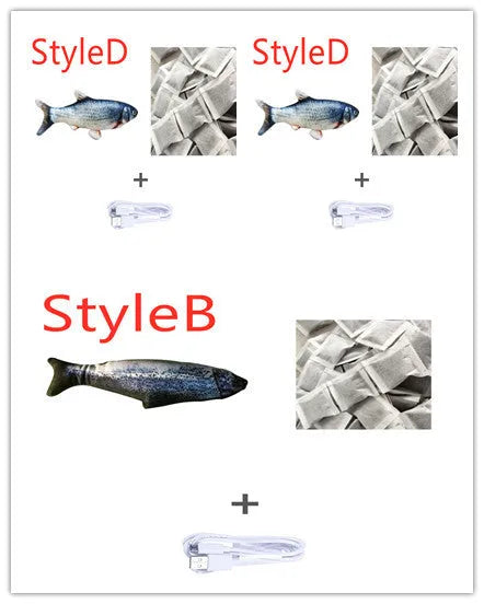 30cm electronic jumping fish cat toy with USB cable for charging