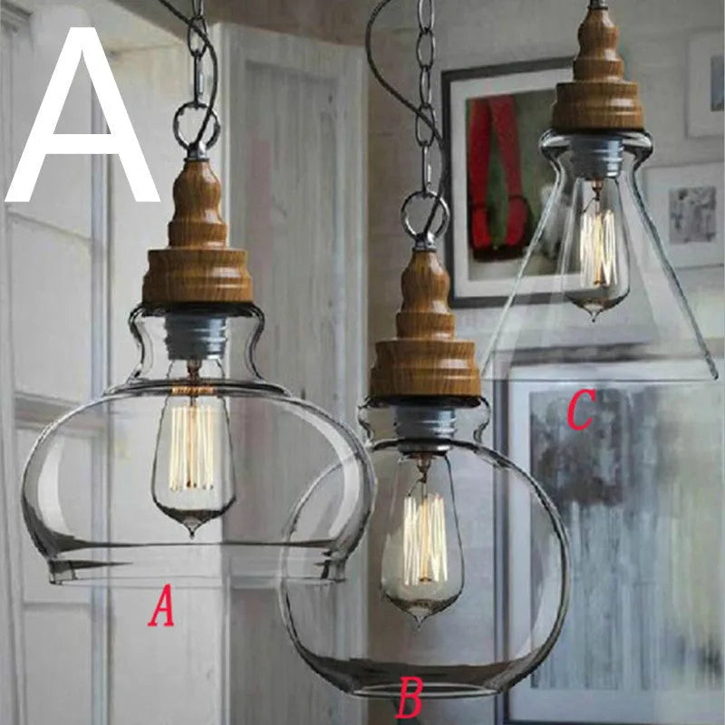 Glass wood grain single head pendant light with adjustable cord in a Nordic style setting