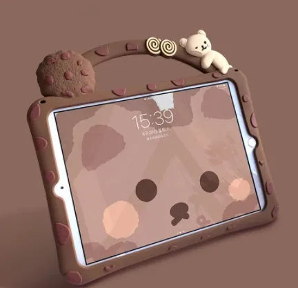 Brown cartoon style silicone protective sleeve for iPad tablets