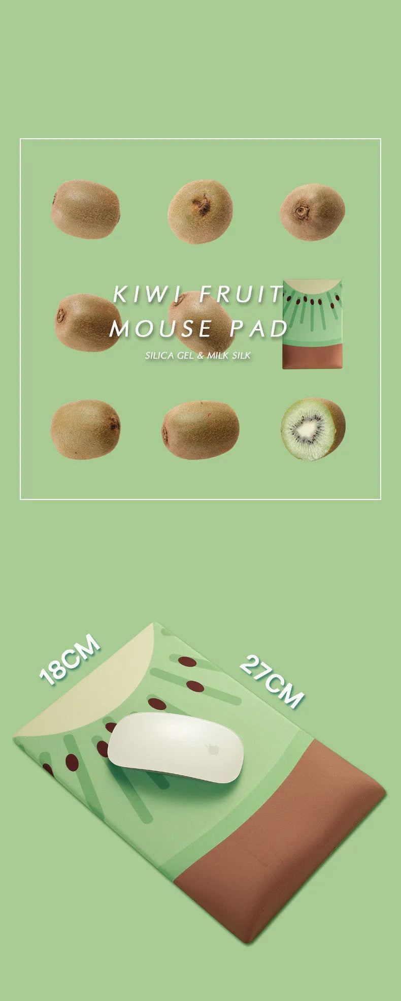 Cute design silicone and cloth wrist mouse pad with thickened support, shown on a desk.