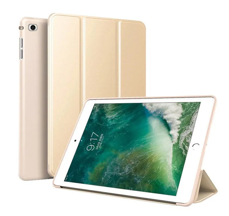 iPad protective clamshell sleeve with integrated silicone stand in various colours.