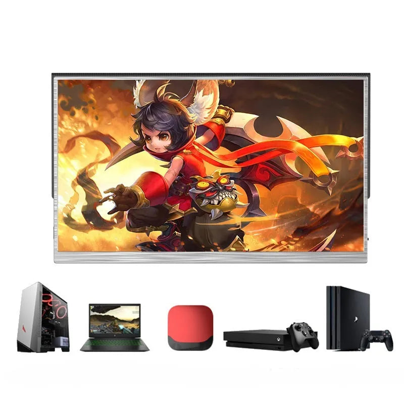 Zeuslap 15-inch ultra-thin portable IPS monitor with HDMI cable on a desk