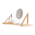 Nordic style pine wood wall storage rack 50cm wide mounted on wall holding remote controls and books