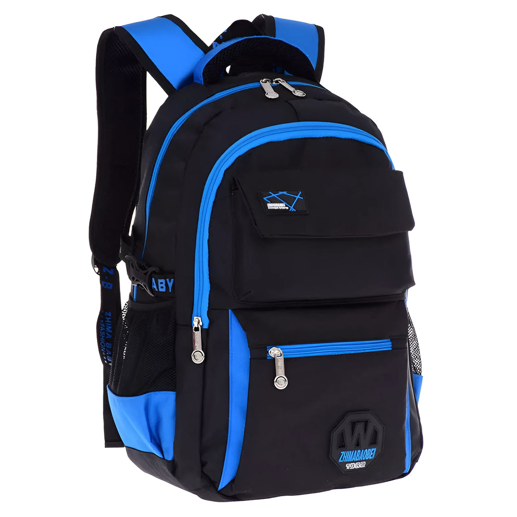 Waterproof school backpack in green with multiple compartments for students